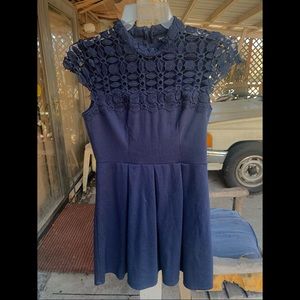 Sequin Hearts Navy Blue Lace Dress